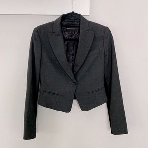 BCBGMAXAZRIA Marlie one button blazer mix Media zip cuffs lined wool women sz XS